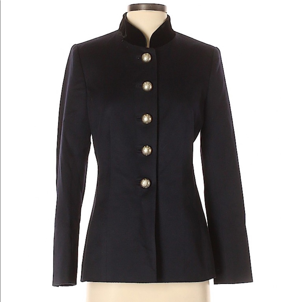 ALGO NWT 100% cashmere blazer $3438 price navy blue velvet trim equestrian